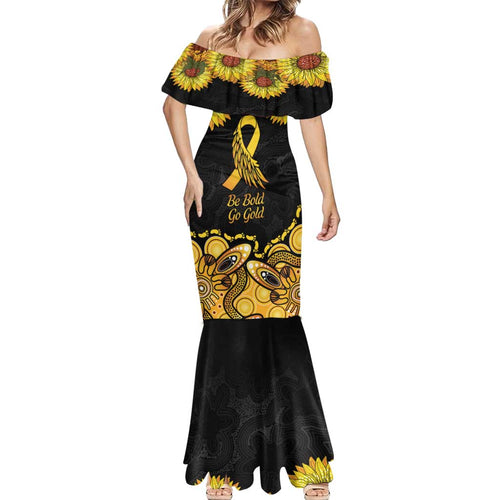Be Bold Go Gold Aboriginal Ribbon Childhood Personalised Mermaid Dress