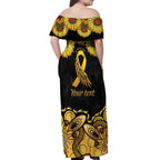 Be Bold Go Gold Aboriginal Ribbon Childhood Personalised Off Shoulder Maxi Dress