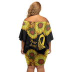 Be Bold Go Gold Aboriginal Ribbon Childhood Personalised Off Shoulder Short Dress
