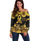 Be Bold Go Gold Aboriginal Ribbon Childhood Personalised Off Shoulder Sweater