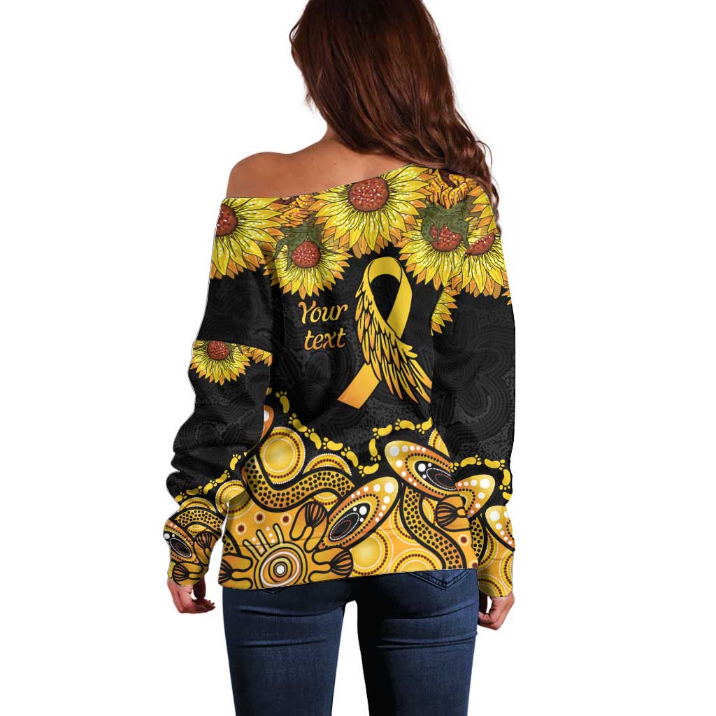 Be Bold Go Gold Aboriginal Ribbon Childhood Personalised Off Shoulder Sweater