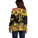 Be Bold Go Gold Aboriginal Ribbon Childhood Personalised Off Shoulder Sweater