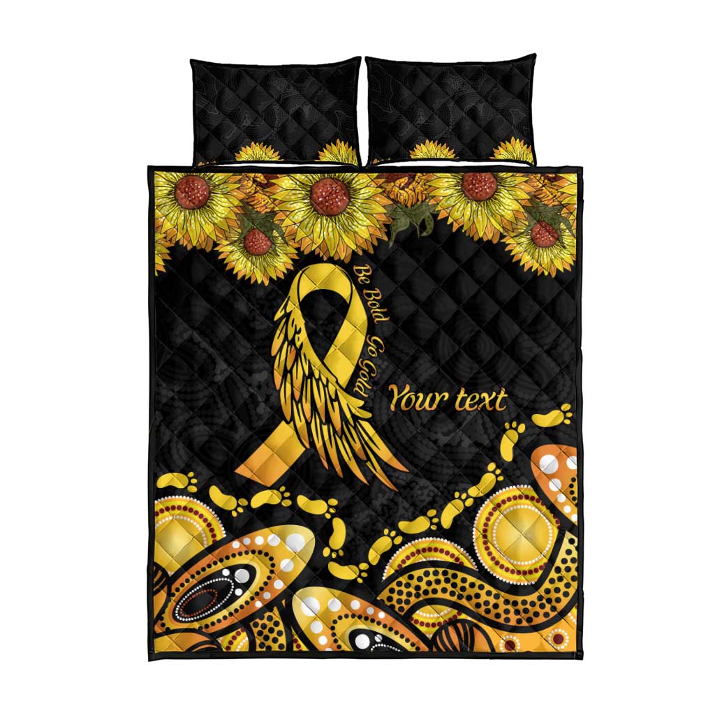 Be Bold Go Gold Aboriginal Ribbon Childhood Personalised Quilt Bed Set