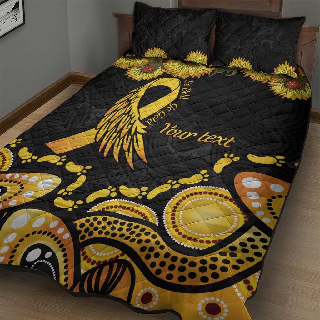 Be Bold Go Gold Aboriginal Ribbon Childhood Personalised Quilt Bed Set