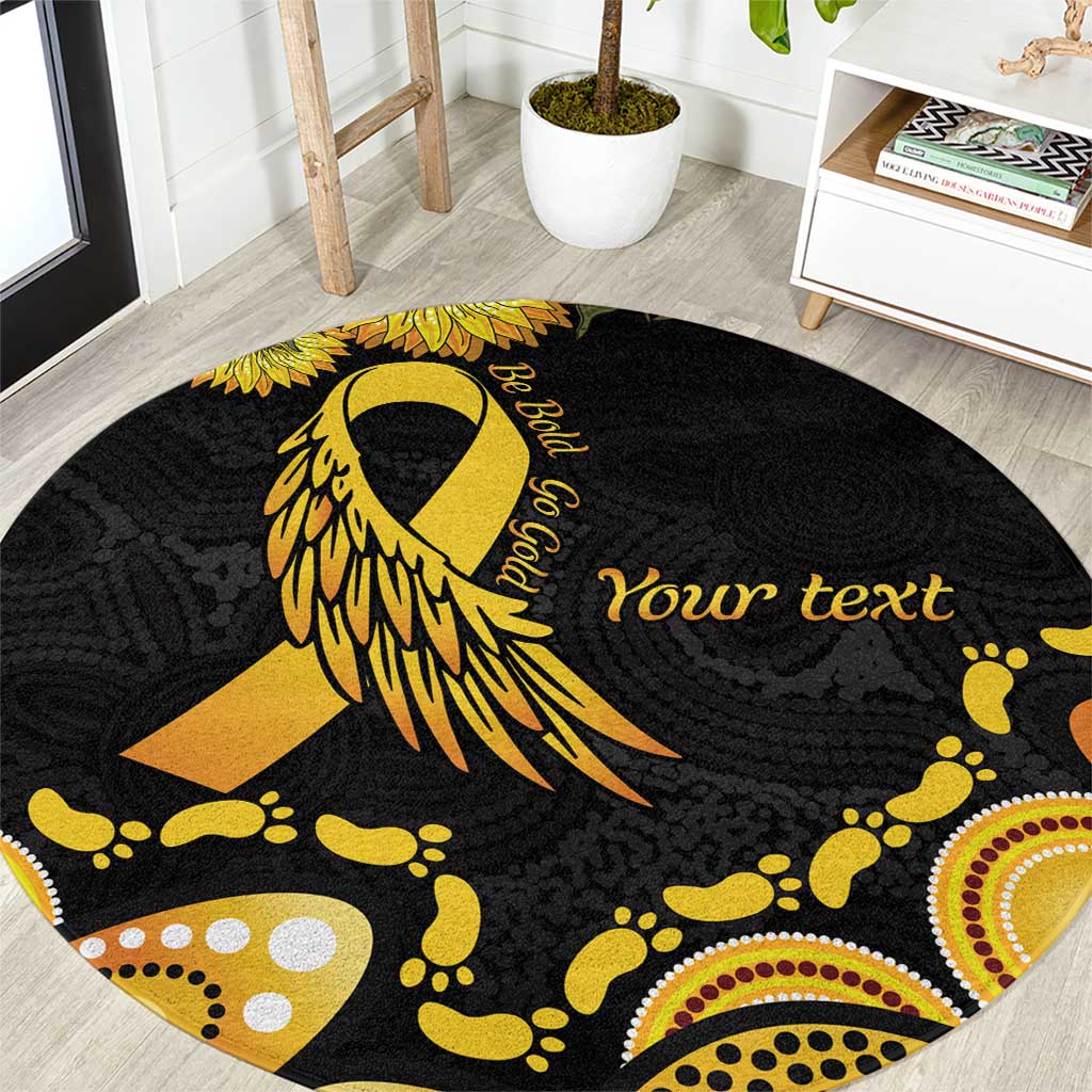 Be Bold Go Gold Aboriginal Ribbon Childhood Personalised Round Carpet