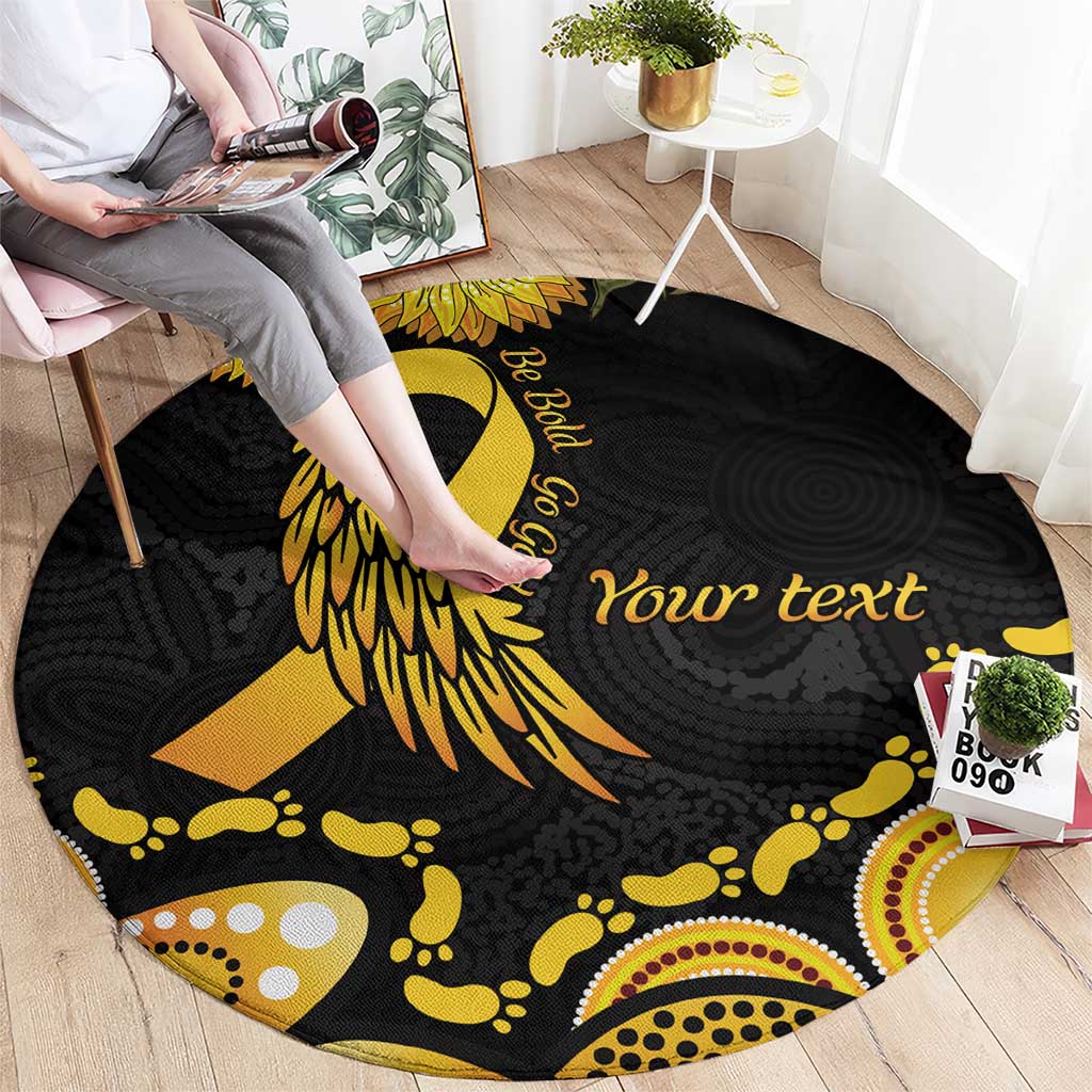 Be Bold Go Gold Aboriginal Ribbon Childhood Personalised Round Carpet
