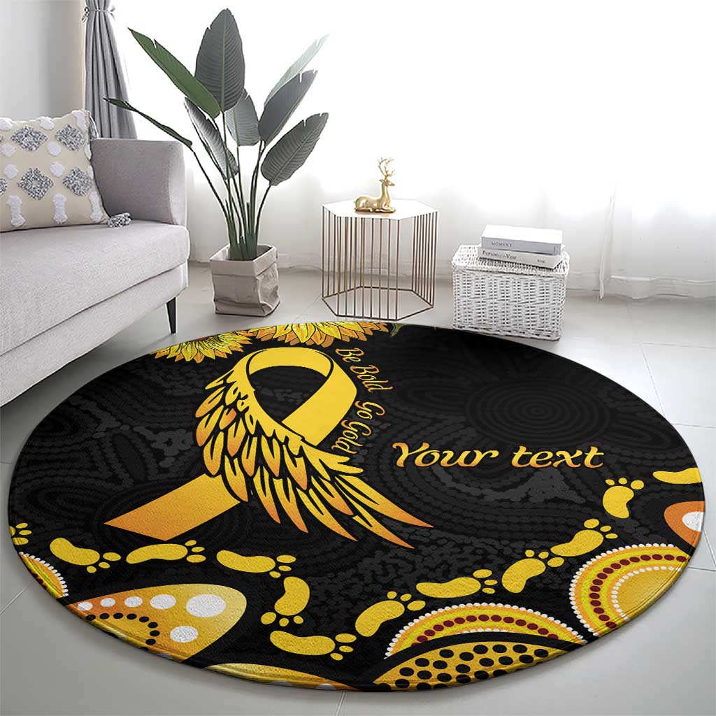 Be Bold Go Gold Aboriginal Ribbon Childhood Personalised Round Carpet