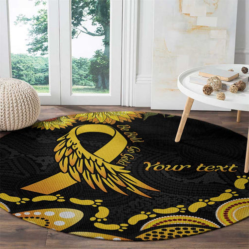 Be Bold Go Gold Aboriginal Ribbon Childhood Personalised Round Carpet
