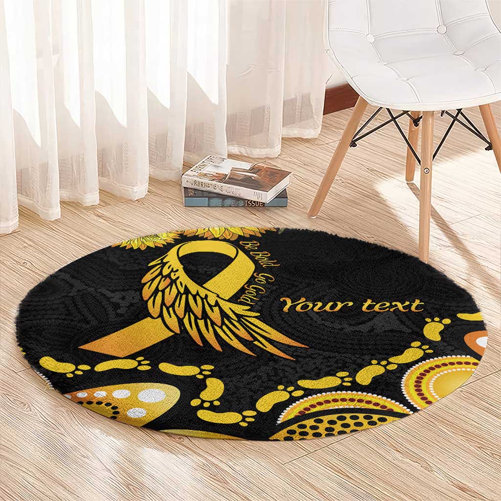 Be Bold Go Gold Aboriginal Ribbon Childhood Personalised Round Carpet