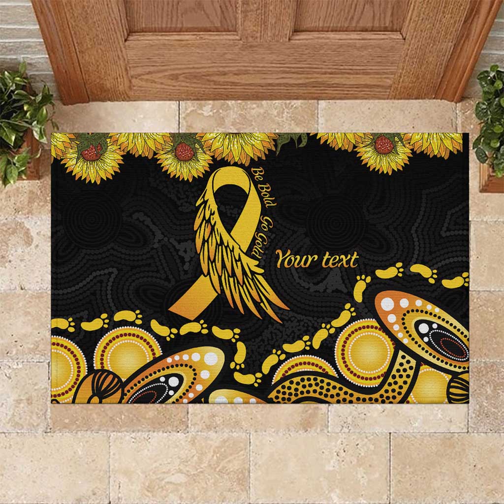 Be Bold Go Gold Aboriginal Ribbon Childhood Personalised Rubber Doormat