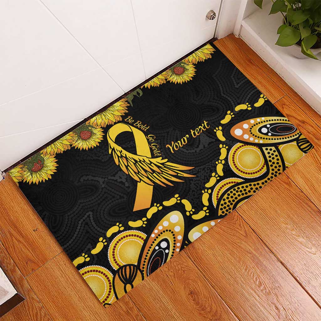 Be Bold Go Gold Aboriginal Ribbon Childhood Personalised Rubber Doormat