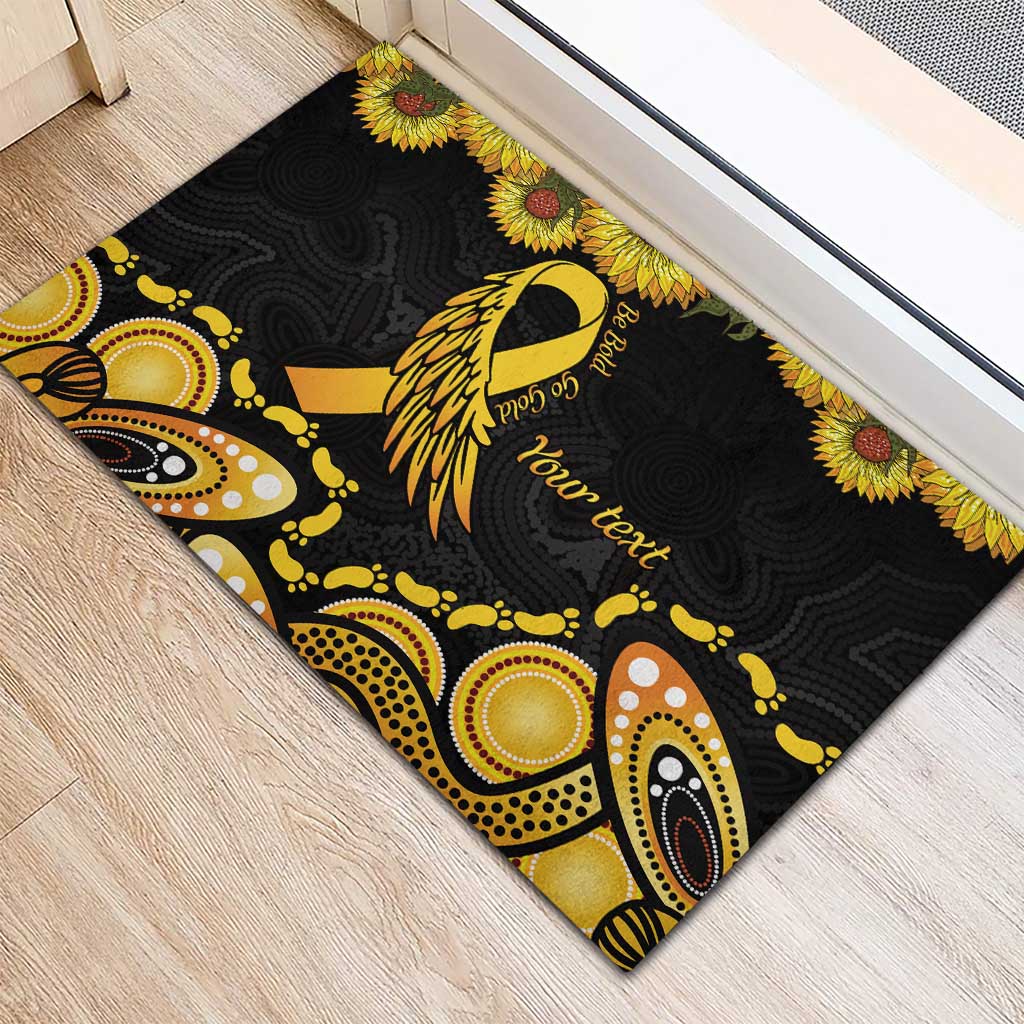 Be Bold Go Gold Aboriginal Ribbon Childhood Personalised Rubber Doormat
