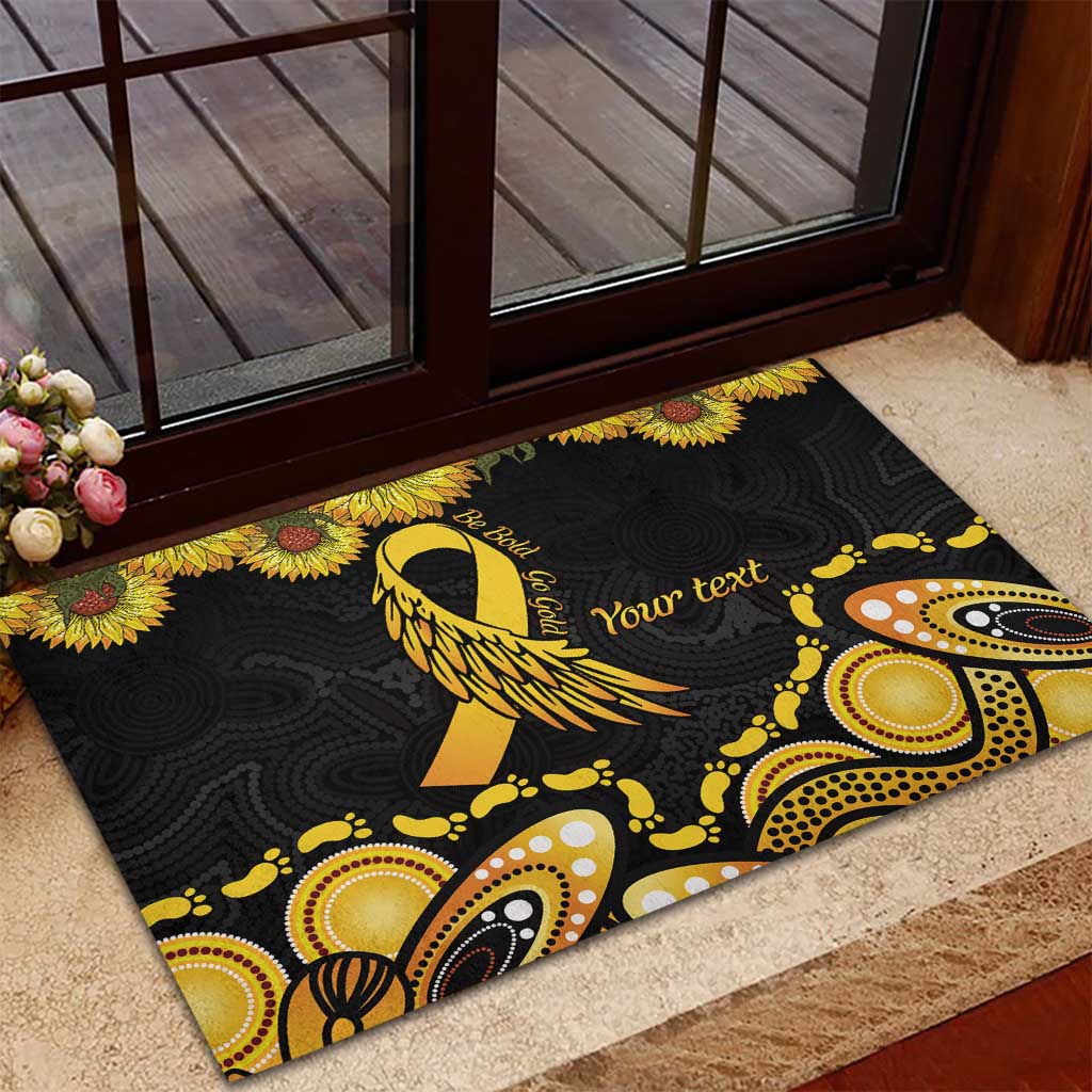 Be Bold Go Gold Aboriginal Ribbon Childhood Personalised Rubber Doormat