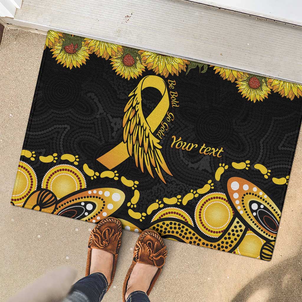 Be Bold Go Gold Aboriginal Ribbon Childhood Personalised Rubber Doormat