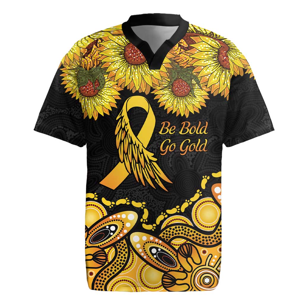 Be Bold Go Gold Aboriginal Ribbon Childhood Personalised Rugby Jersey