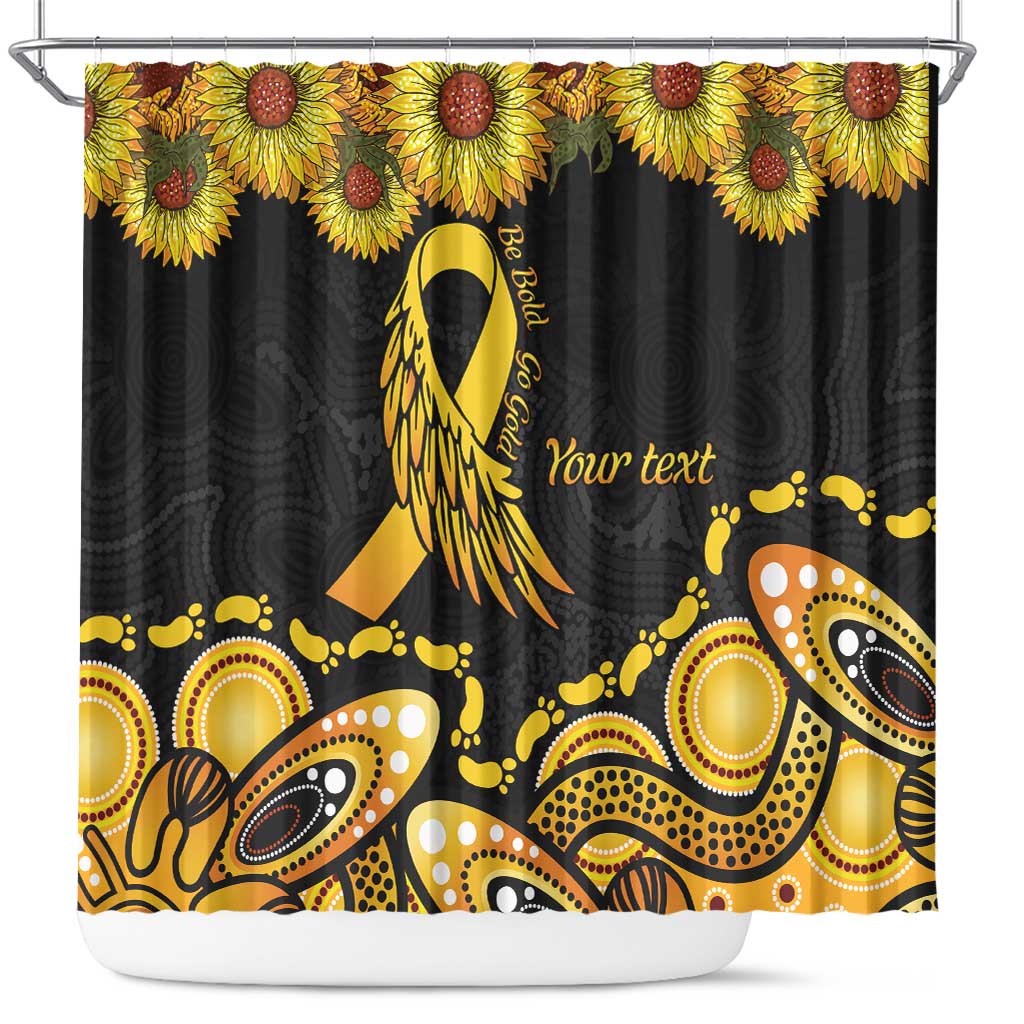 Be Bold Go Gold Aboriginal Ribbon Childhood Personalised Shower Curtain