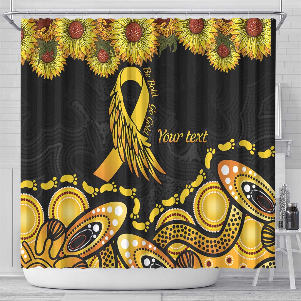 Be Bold Go Gold Aboriginal Ribbon Childhood Personalised Shower Curtain
