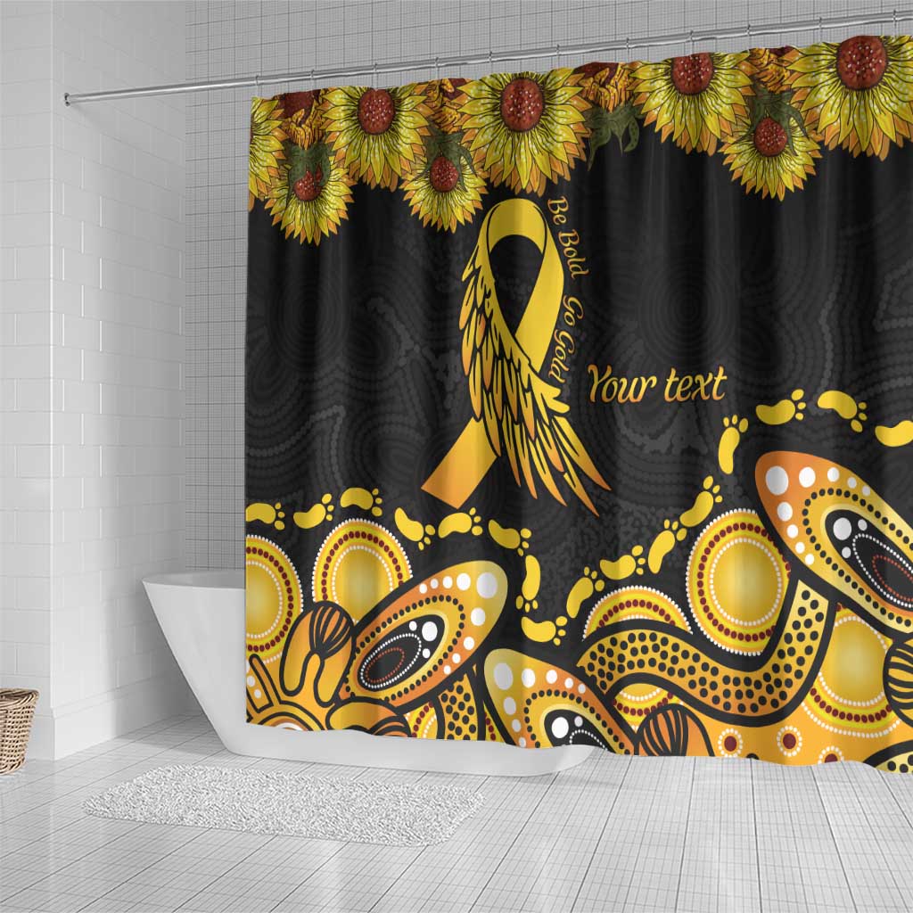 Be Bold Go Gold Aboriginal Ribbon Childhood Personalised Shower Curtain