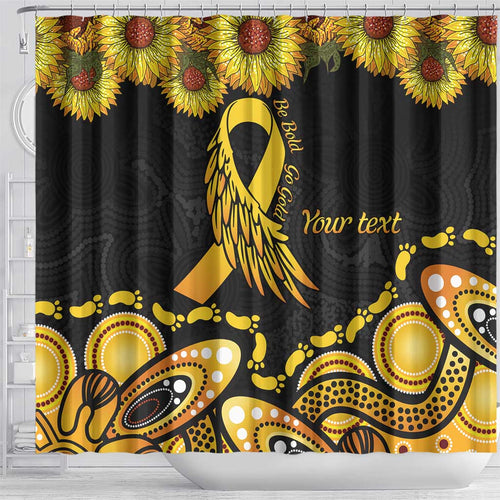 Be Bold Go Gold Aboriginal Ribbon Childhood Personalised Shower Curtain