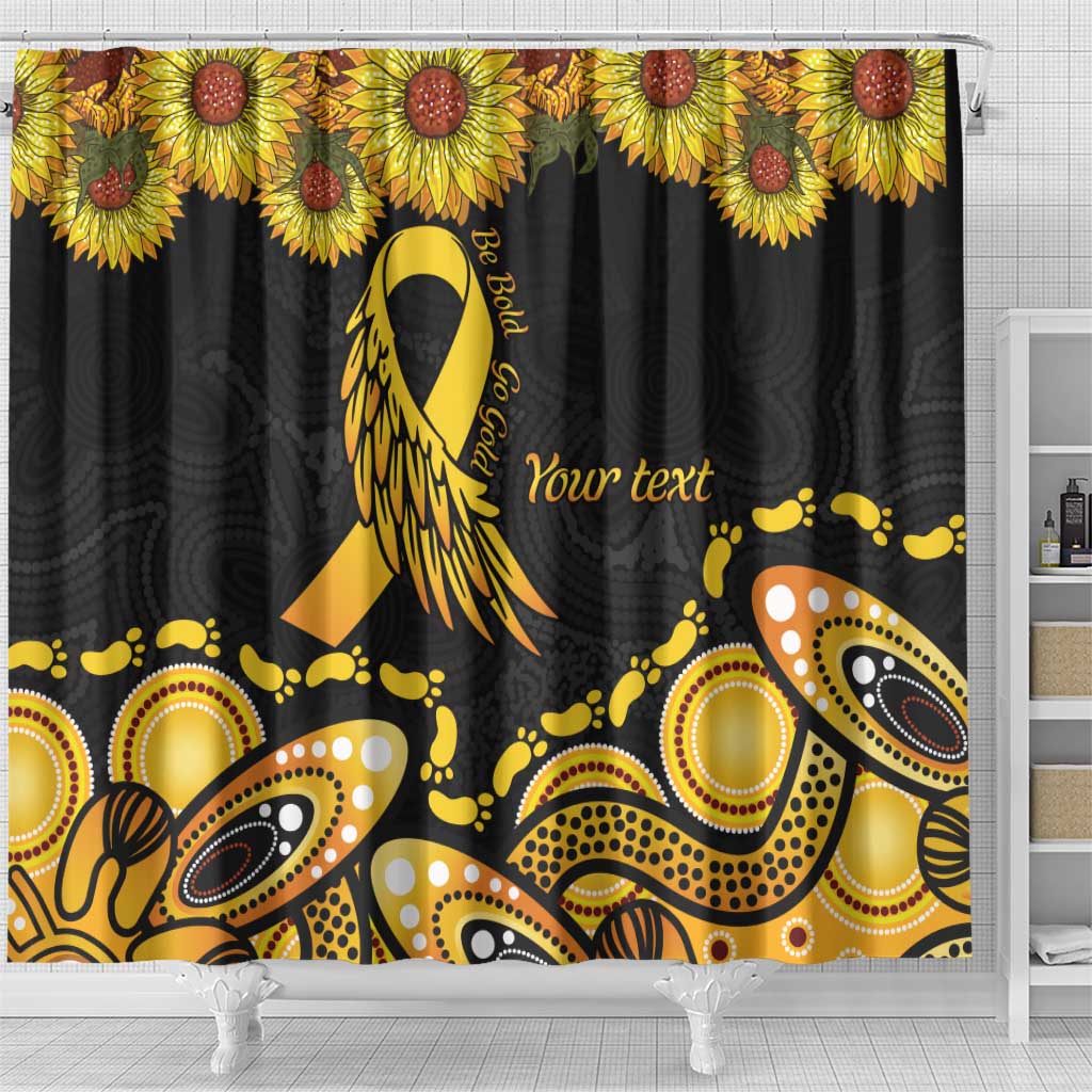 Be Bold Go Gold Aboriginal Ribbon Childhood Personalised Shower Curtain
