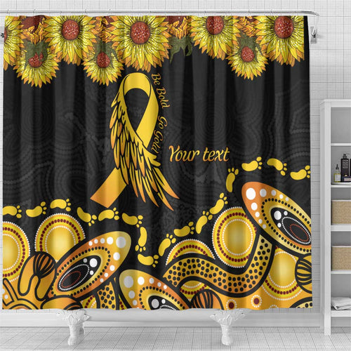 Be Bold Go Gold Aboriginal Ribbon Childhood Personalised Shower Curtain