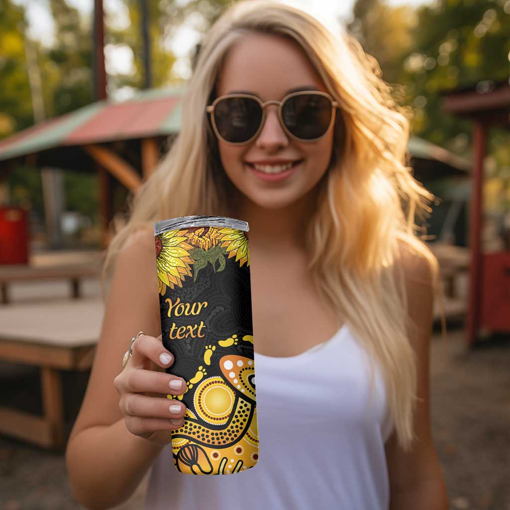 Be Bold Go Gold Aboriginal Ribbon Childhood Personalised Skinny Tumbler