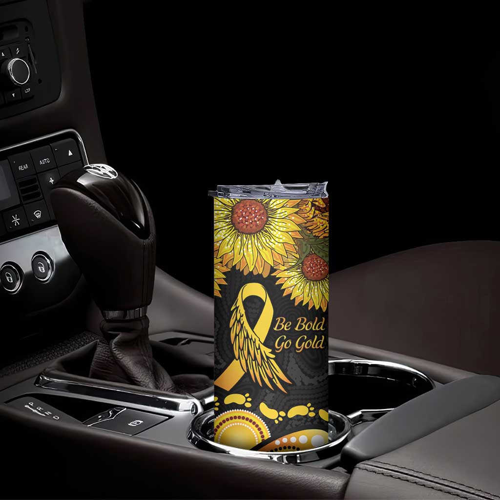 Be Bold Go Gold Aboriginal Ribbon Childhood Personalised Skinny Tumbler