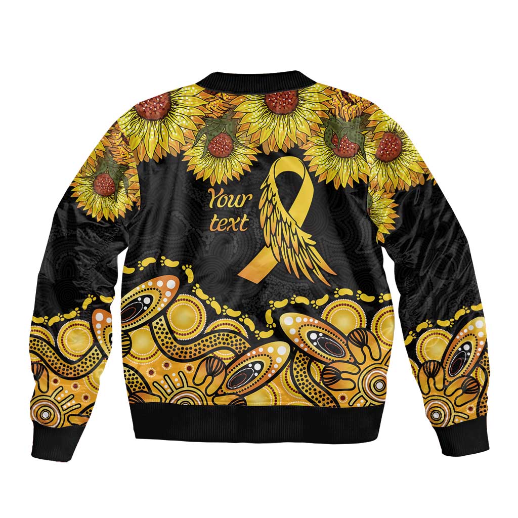 Be Bold Go Gold Aboriginal Ribbon Childhood Personalised Sleeve Zip Bomber Jacket