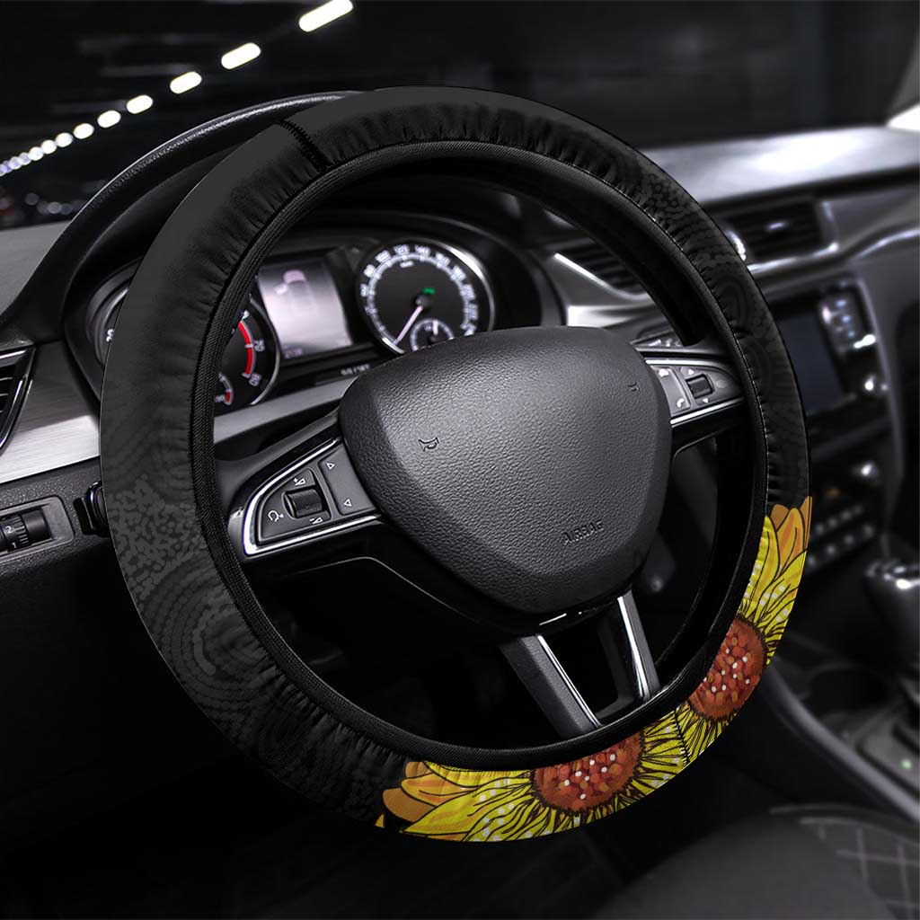 Be Bold Go Gold Aboriginal Ribbon Childhood Steering Wheel Cover