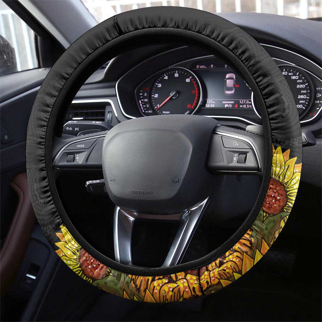 Be Bold Go Gold Aboriginal Ribbon Childhood Steering Wheel Cover