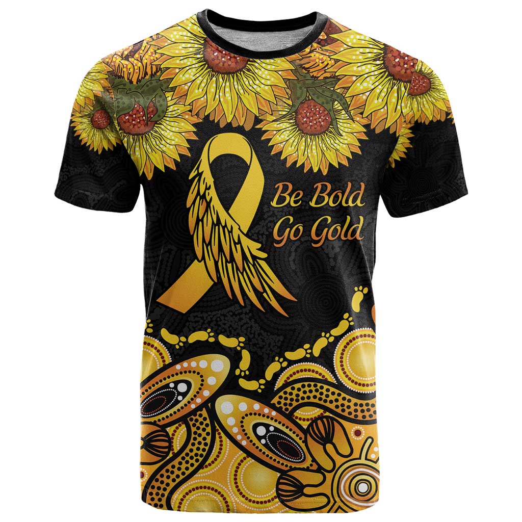 Be Bold Go Gold Aboriginal Ribbon Childhood Personalised T Shirt