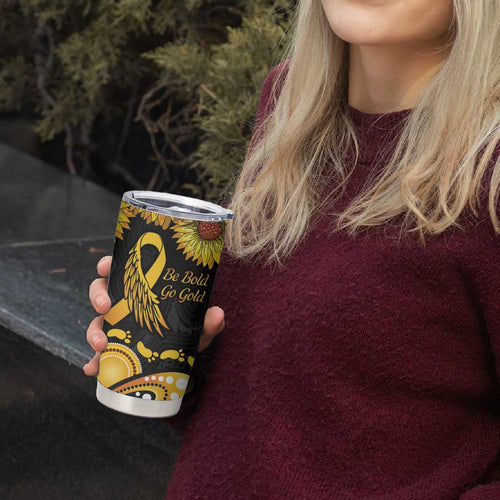 Be Bold Go Gold Aboriginal Ribbon Childhood Personalised Tumbler Cup