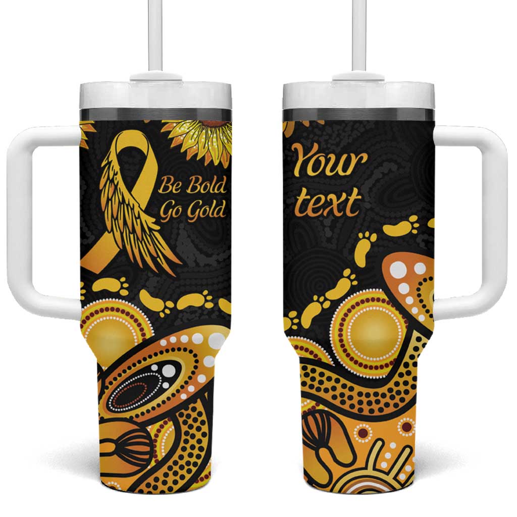 Be Bold Go Gold Aboriginal Ribbon Childhood Personalised Tumbler With Handle
