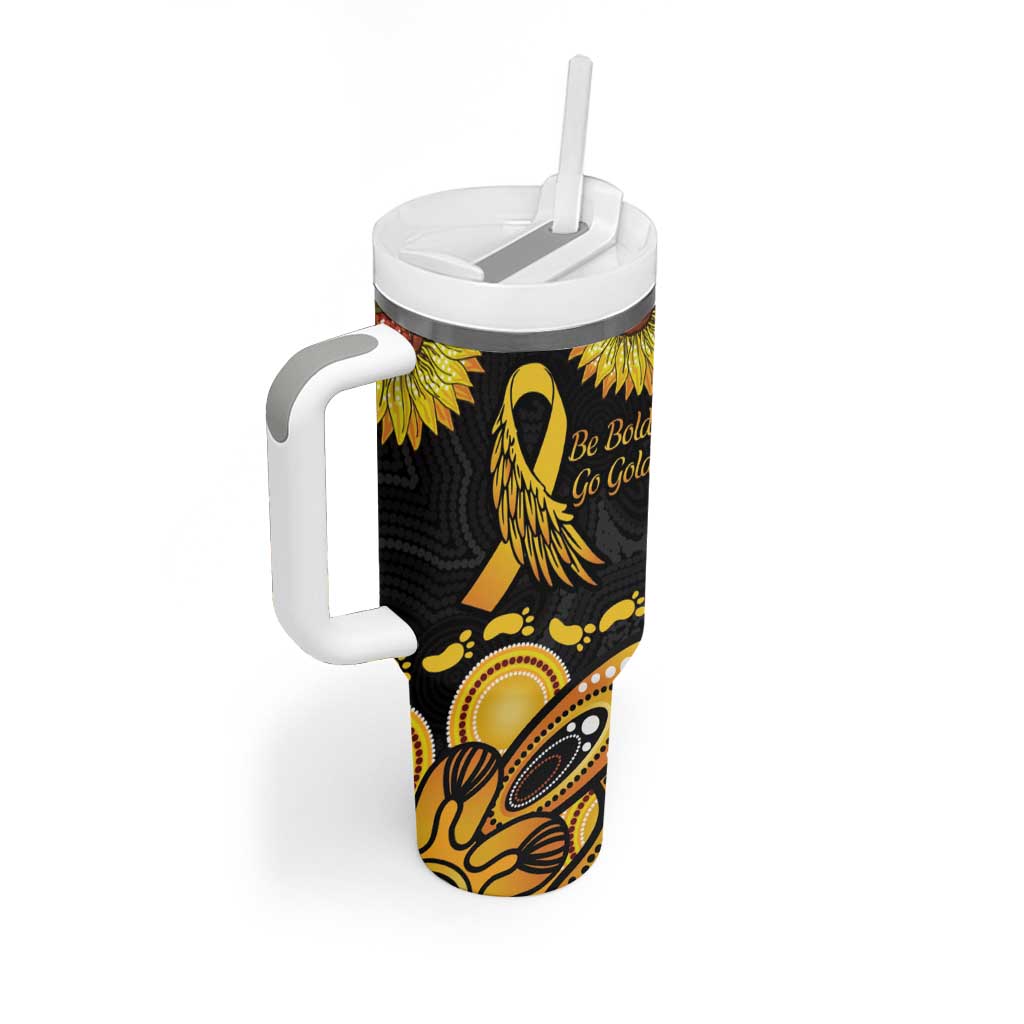 Be Bold Go Gold Aboriginal Ribbon Childhood Personalised Tumbler With Handle