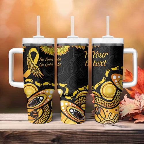 Be Bold Go Gold Aboriginal Ribbon Childhood Personalised Tumbler With Handle