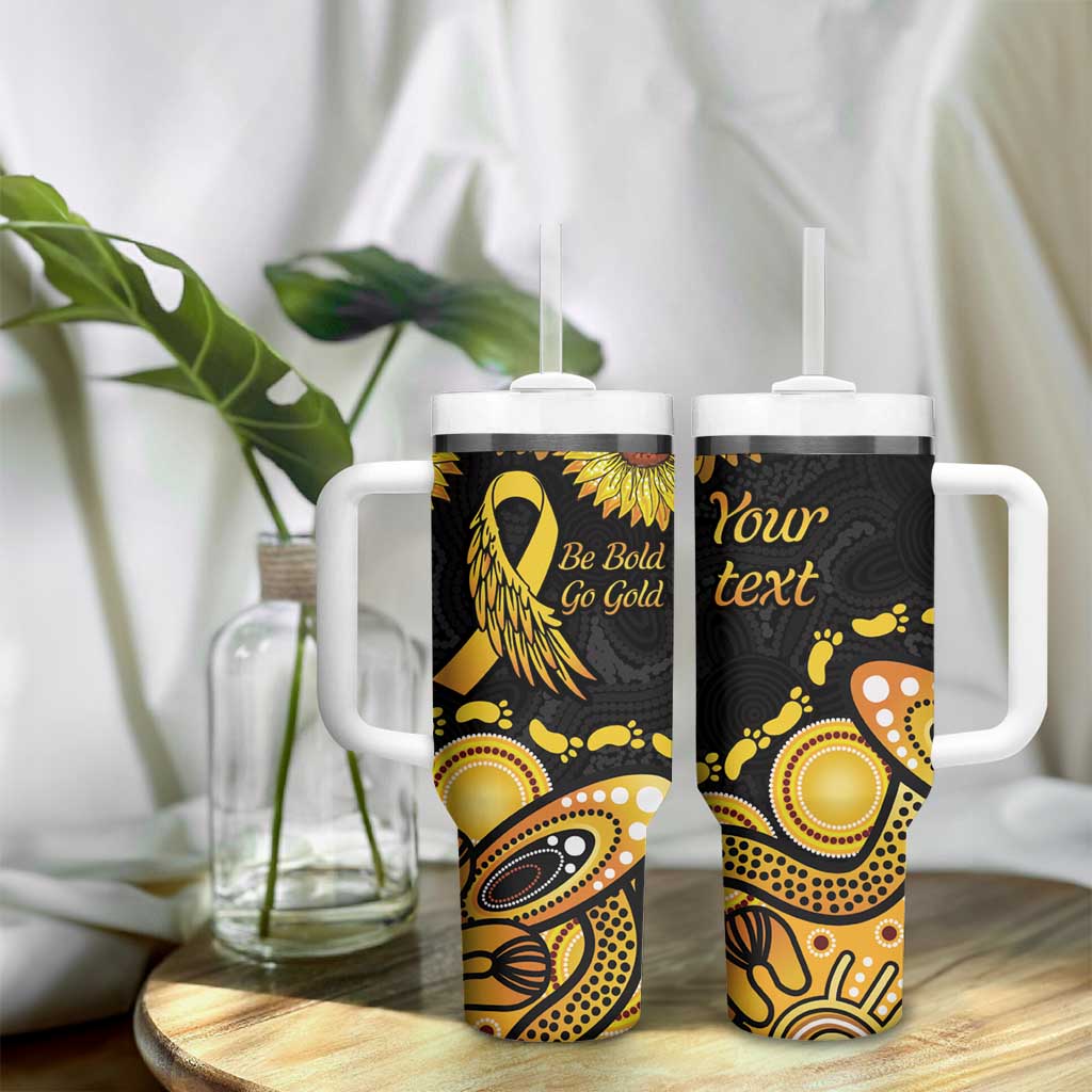 Be Bold Go Gold Aboriginal Ribbon Childhood Personalised Tumbler With Handle