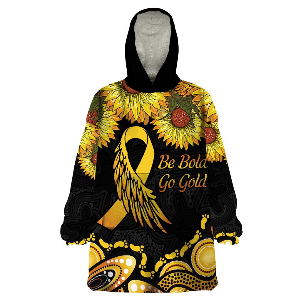 Be Bold Go Gold Aboriginal Ribbon Childhood Personalised Wearable Blanket Hoodie