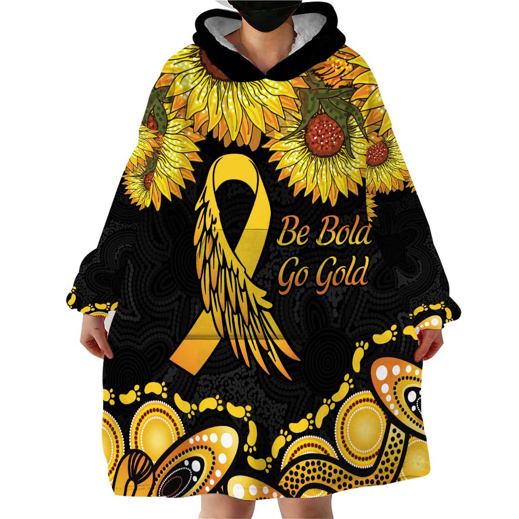 Be Bold Go Gold Aboriginal Ribbon Childhood Personalised Wearable Blanket Hoodie