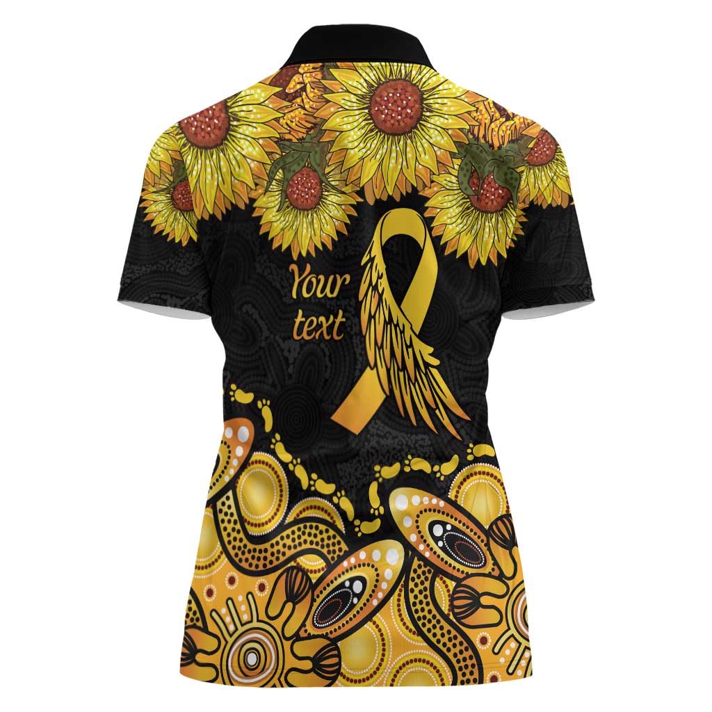 Be Bold Go Gold Aboriginal Ribbon Childhood Personalised Women Polo Shirt