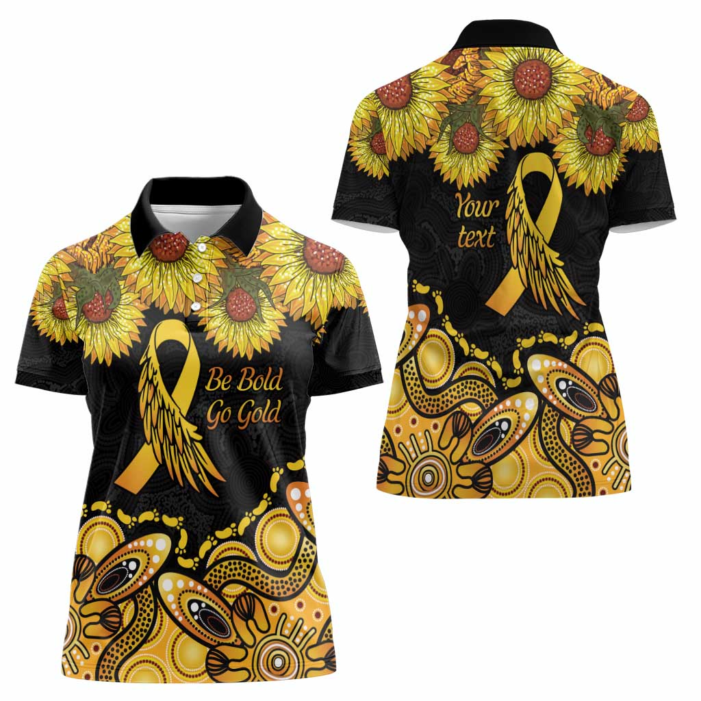 Be Bold Go Gold Aboriginal Ribbon Childhood Personalised Women Polo Shirt