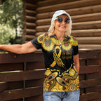 Be Bold Go Gold Aboriginal Ribbon Childhood Personalised Women Polo Shirt