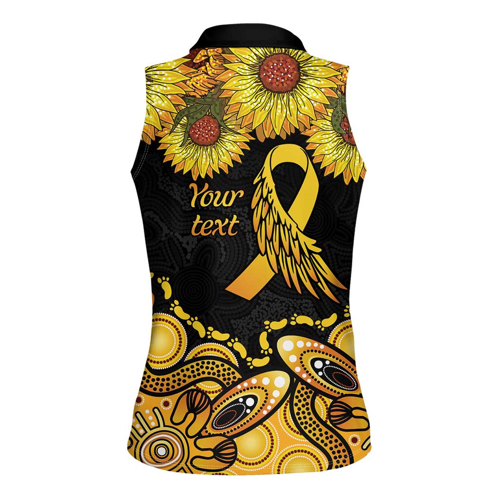 Be Bold Go Gold Aboriginal Ribbon Childhood Personalised Women Sleeveless Polo Shirt