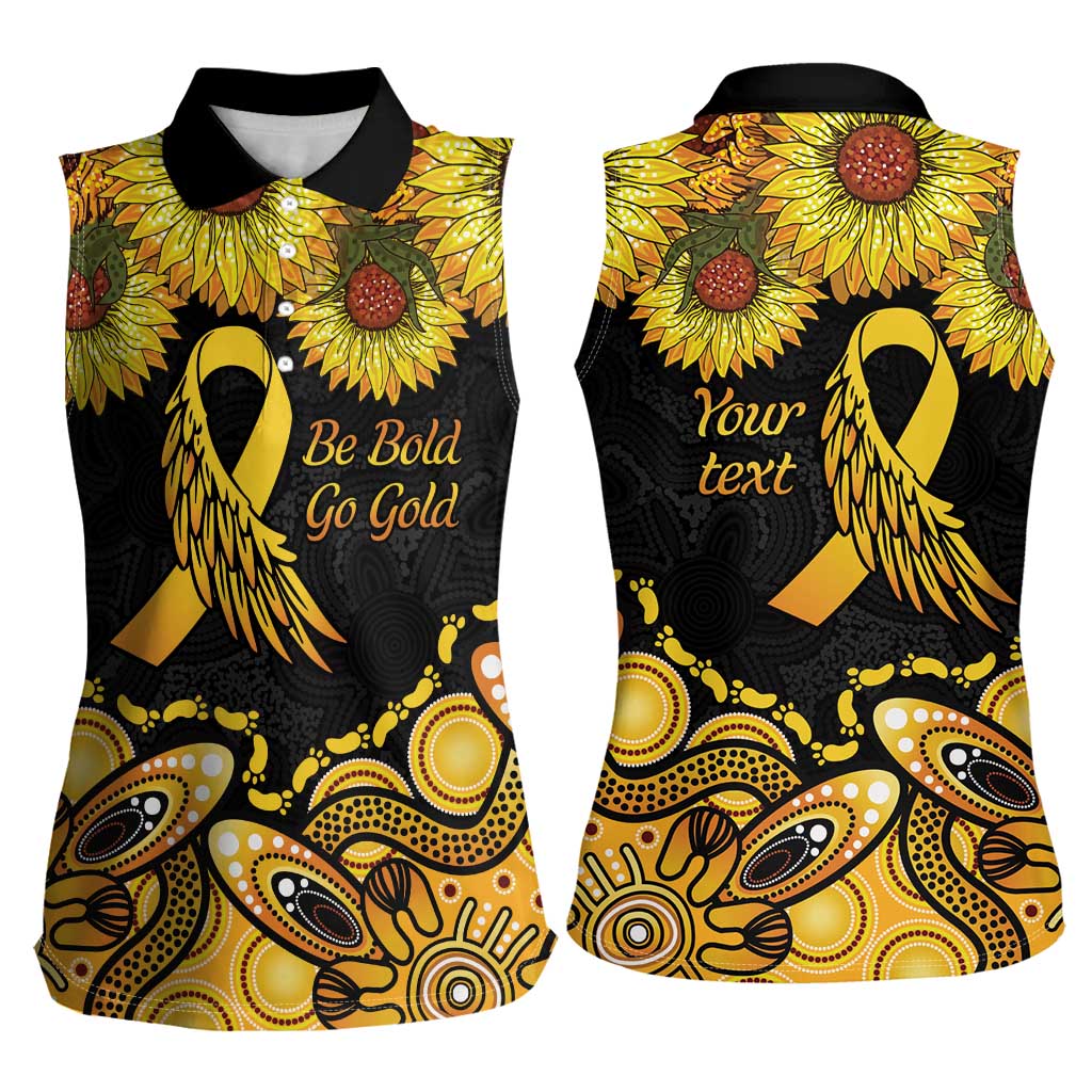 Be Bold Go Gold Aboriginal Ribbon Childhood Personalised Women Sleeveless Polo Shirt