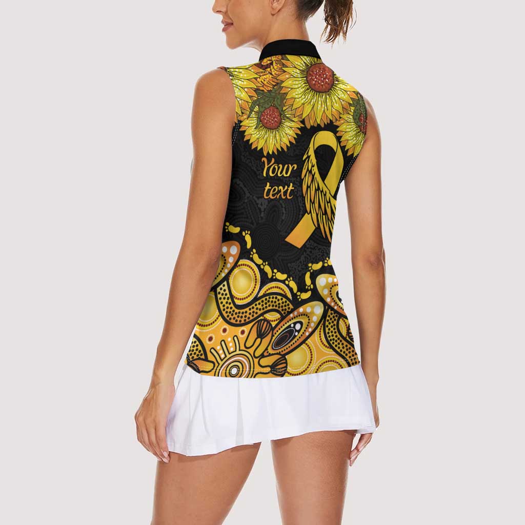 Be Bold Go Gold Aboriginal Ribbon Childhood Personalised Women Sleeveless Polo Shirt