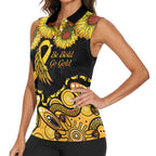 Be Bold Go Gold Aboriginal Ribbon Childhood Personalised Women Sleeveless Polo Shirt