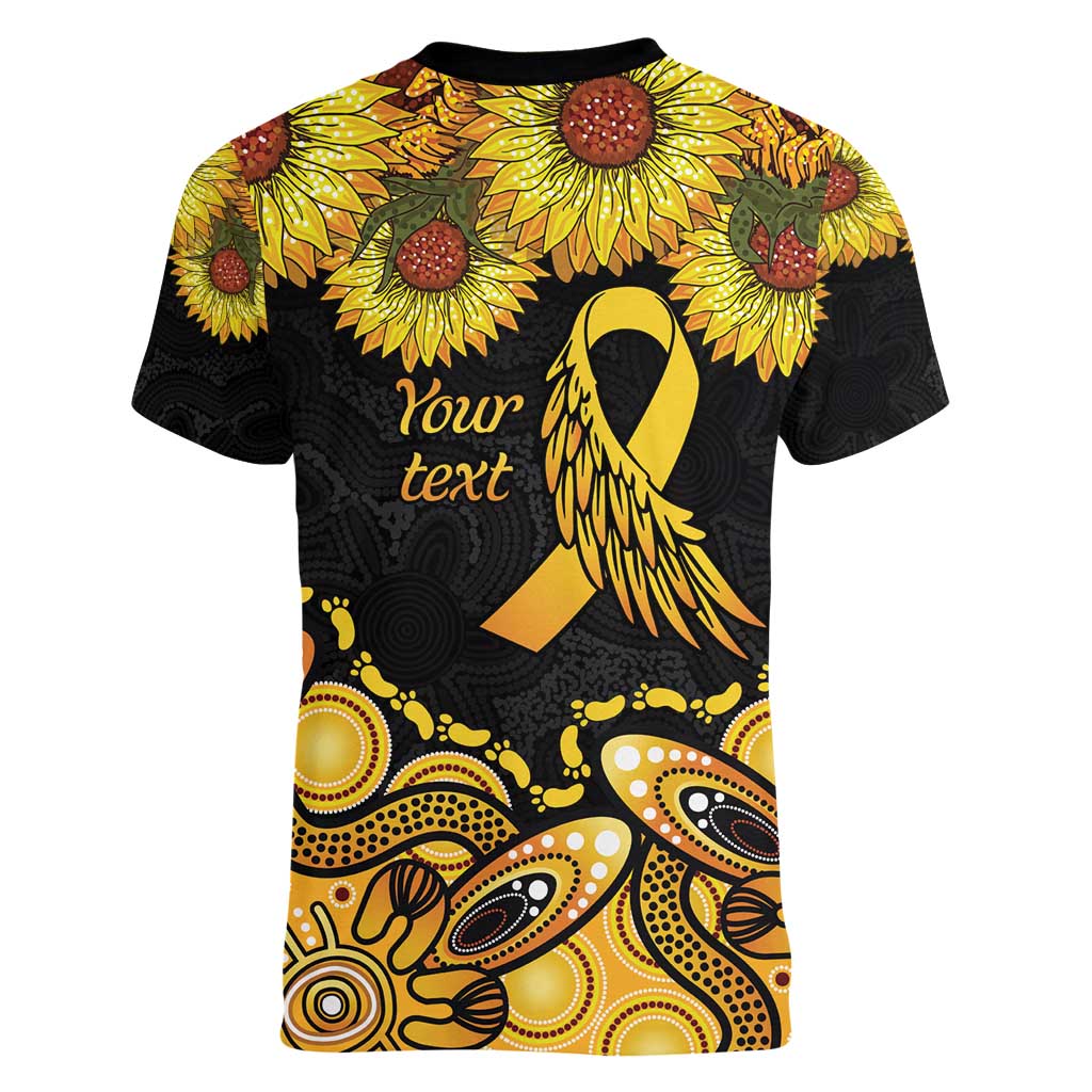 Be Bold Go Gold Aboriginal Ribbon Childhood Personalised Women V-Neck T-Shirt
