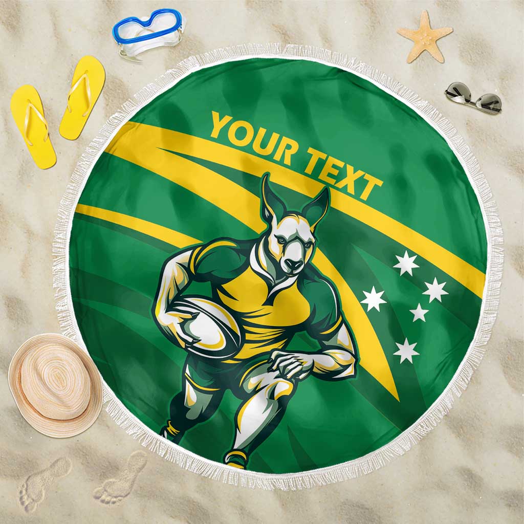 Personalized Australia Rugby Champion Beach Blanket Wallabies Mascot with Sporty Style