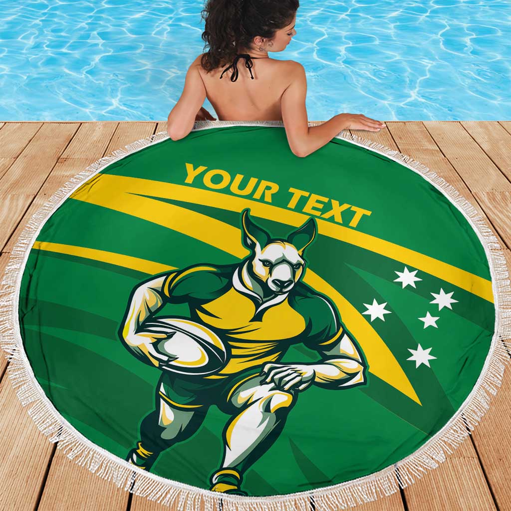 Personalized Australia Rugby Champion Beach Blanket Wallabies Mascot with Sporty Style