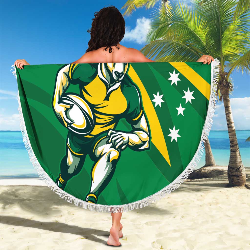Personalized Australia Rugby Champion Beach Blanket Wallabies Mascot with Sporty Style