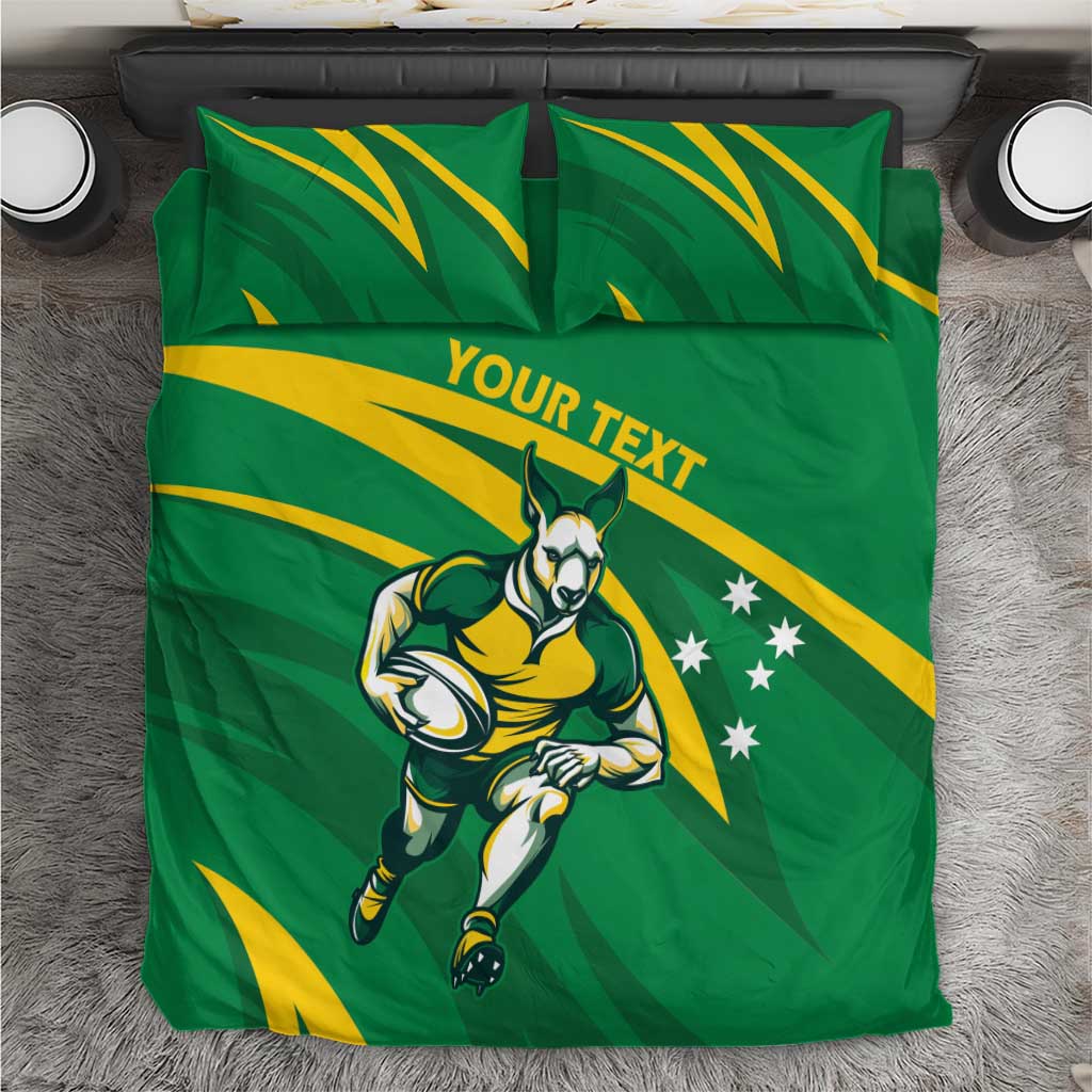 Personalized Australia Rugby Champion Bedding Set Wallabies Mascot with Sporty Style